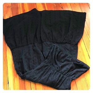 Black strapless sundress with floral detail